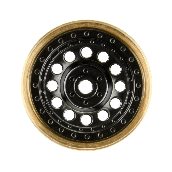1.0 Rock Shooter Black Brass Wheels with 7mm Hexes for 1/24 Rock Crawler (2) (PRO281200)