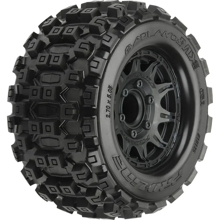 1/10 Badlands MX28 Fr/Rr 2.8 MT Tires Mounted 12mm Blk Raid (2)