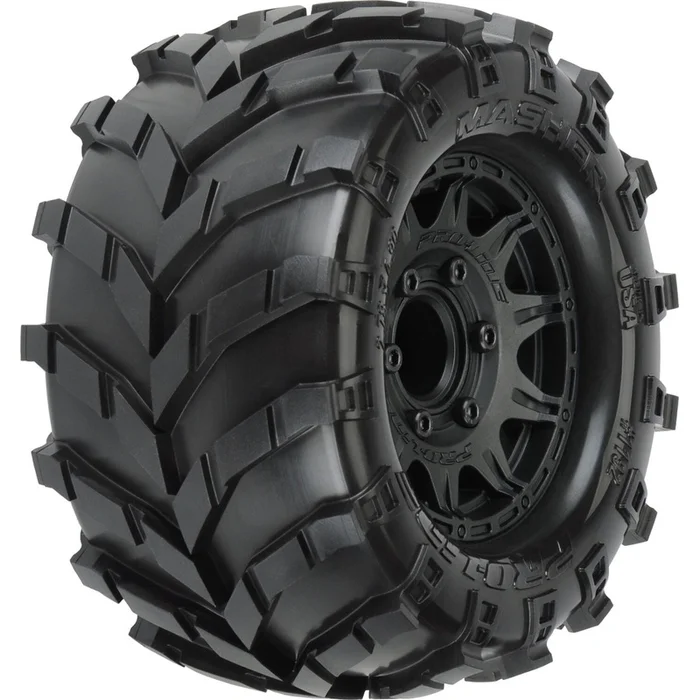 1/10 Masher Front/Rear 2.8 MT Tires Mounted 12mm Blk Raid (2)
