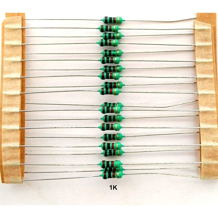 100 PCS 1K OHM CARBON FILM RESISTORS .25 WATT TOLERANCE 5%