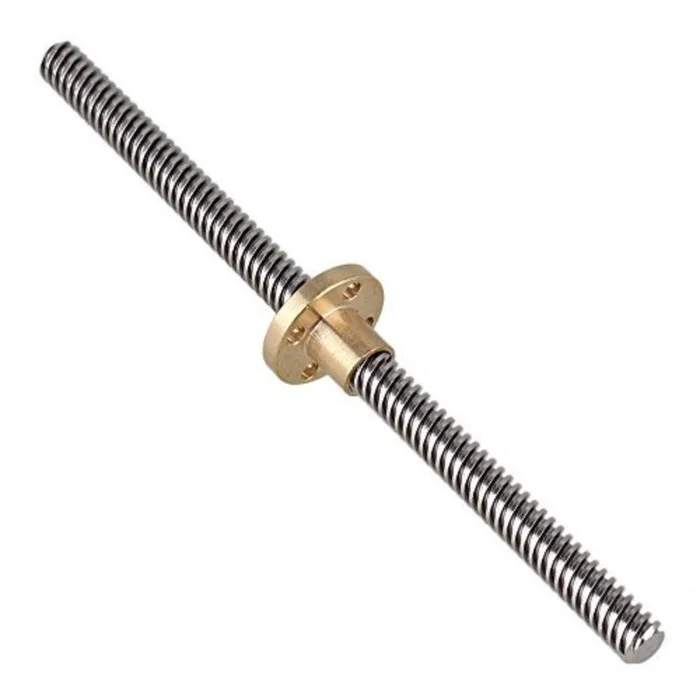 1000mm Trapezoidal 4 Start Lead Screw 8mm Thread 2mm Pitch Lead Screw with Copper Nut