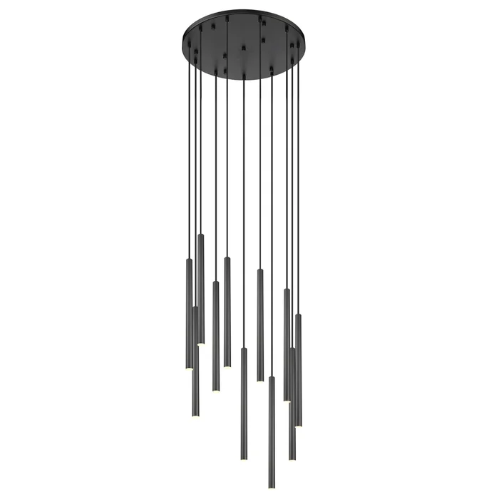 11 light chandelier in matte black finish