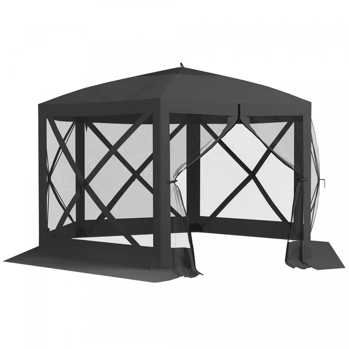 12′ X 12′ Pop Up Screen Tent, Camping Shelter Picnic Canopy, Black