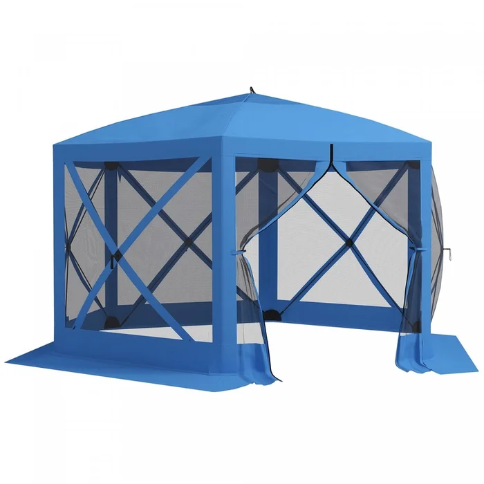 12′ X 12′ Pop Up Screen Tent, Camping Shelter Picnic Canopy, Blue