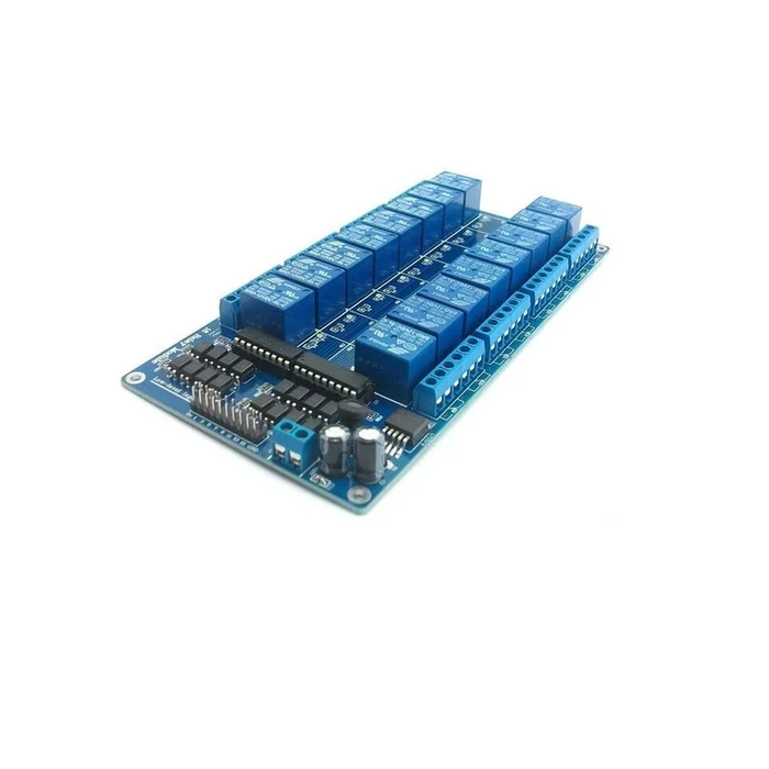 16-Channel 12V Relay Module Board W/ Power LM2576 / Optocoupler Protection – Blue