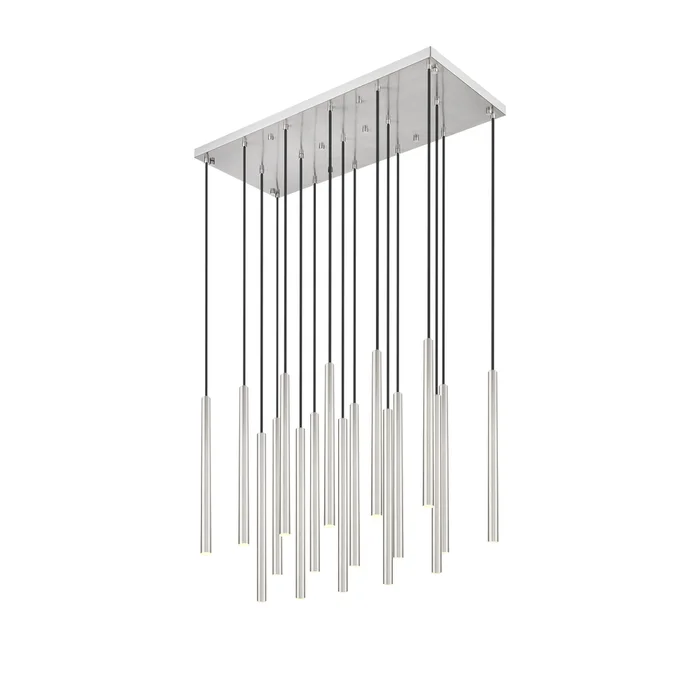 17 light linear chandelier in brushed nickel finish