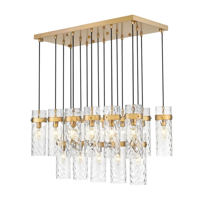 17 light linear chandelier in rubbed brass finish