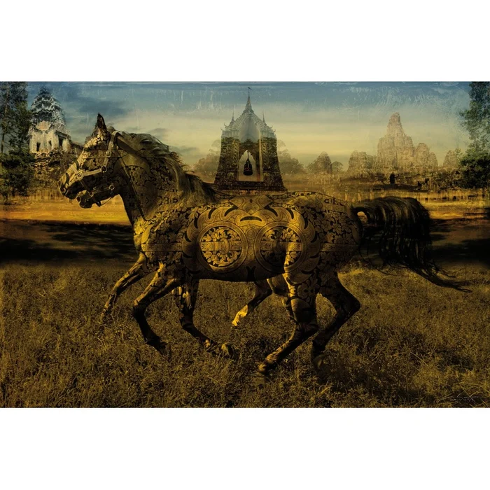 2 Horses Giant Art 72×48 Wall Art|uvre dart murale Giant Art 2 Horses 72×48