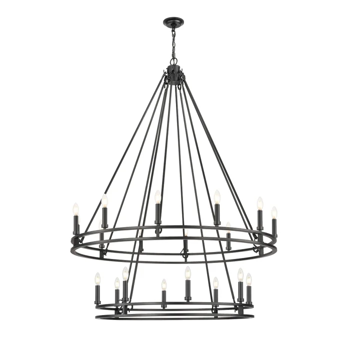 20 light chandelier in matte black finish