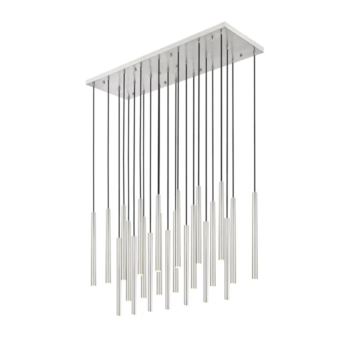 23 light linear chandelier in brushed nickel finish