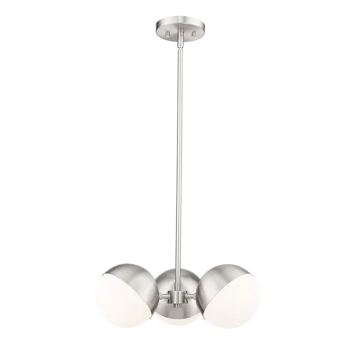 3 light chandelier in brushed nickel finish