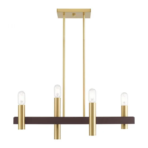 4 Lt Satin Brass & Bronze Linear Chandelier (108|46864-12)