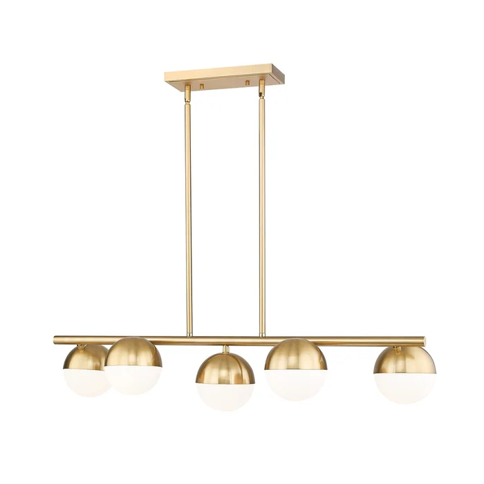 5 light linear chandelier in modern gold finish