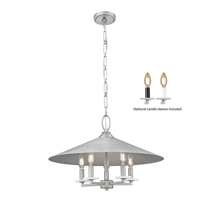 5 light pendant in signature pewter finish