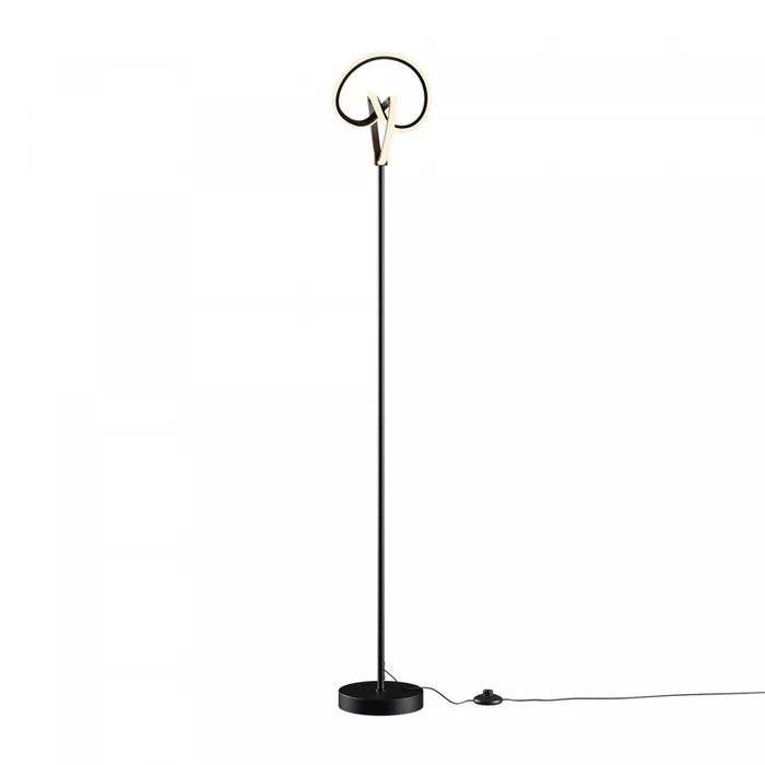 58 Matte Black Twisted Circle Design LED Floor Lamp | Lampe pied conception circulaire tordue DEL de 58po noir mat