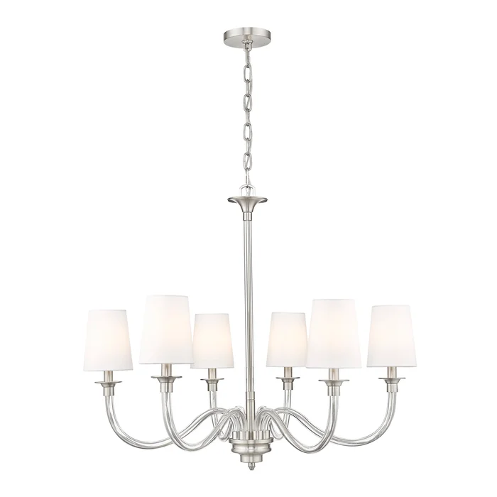 6 light chandelier in brushed nickel finish