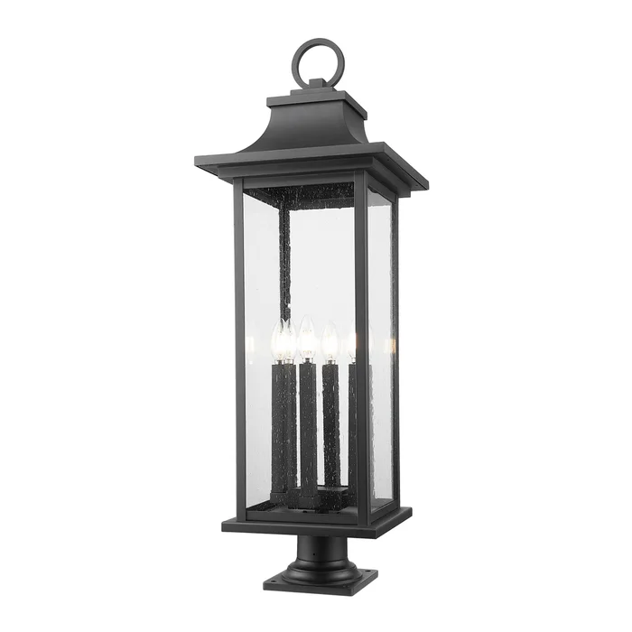6 light outdoor pier mounted fixture in black finish