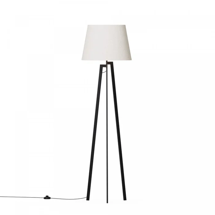 64 Black Architectural Tripod Floor Lamp with Textured Shade| Lampe pied architecturale noire de 64po trpied avec abat-jour textur