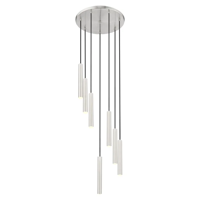 7 light chandelier in brushed nickel finish