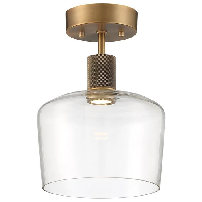 Access Port Nine 1LT Chardonnay LED SemiFlush – Brushed Brass – 63147LEDD-ABB/CLR
