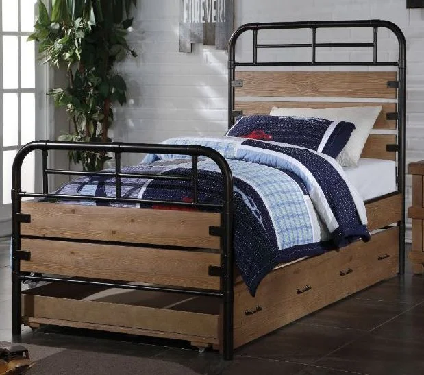 ACME Adams Twin Bed w/ Trundle in Antique Oak EST SHIP TIME APPX 4 WEEKS