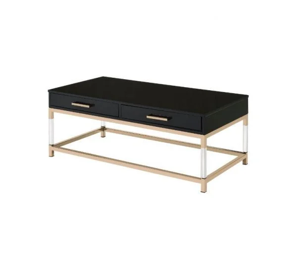 Acme Adiel Coffee Table in Black High Gloss & Gold 82345 EST SHIP TIME APPX 4 WEEKS