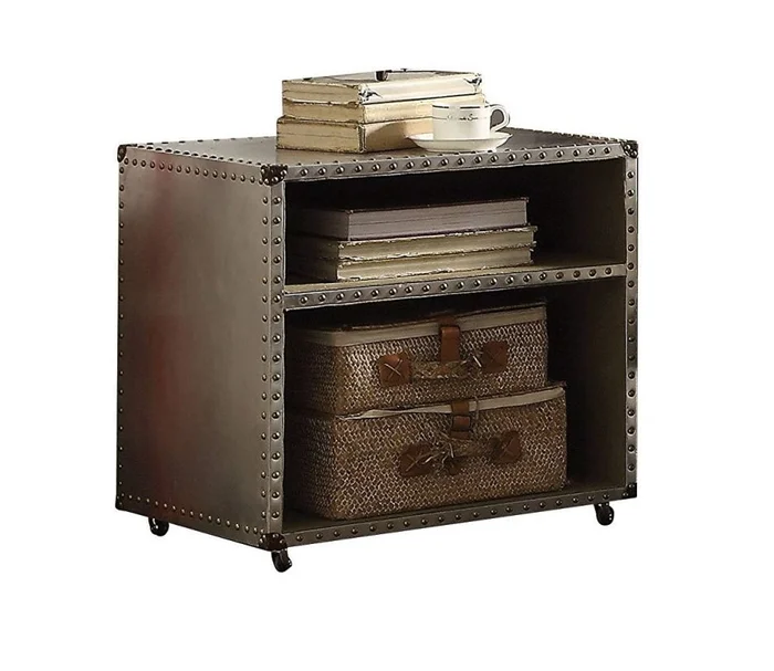 Acme Brancaster Nightstand in Aluminum 26218 EST SHIP TIME APPX 4 WEEKS