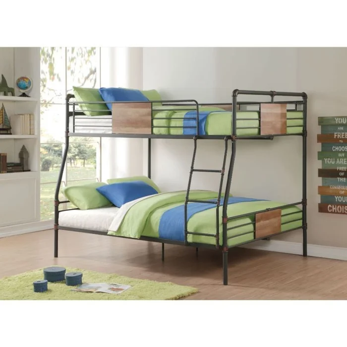 ACME Brantley Full XL/Queen Bunk Bed in Sandy Black & Dark Bronze Hand-Brushed 37725 EST SHIP TIME APPX 4 WEEKS