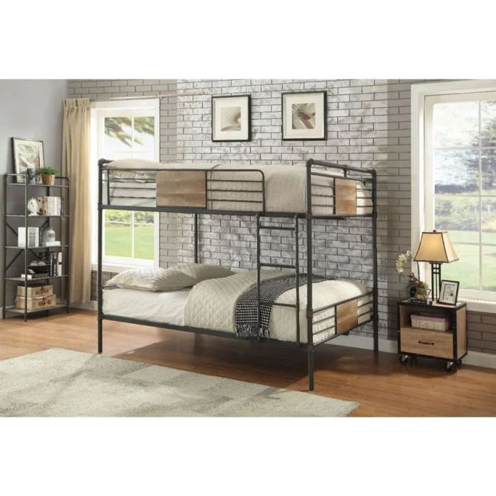 ACME Brantley Queen/Queen Bunk Bed in Sandy Black & Dark Bronze Hand-Brushed 37720 EST SHIP TIME APPX 4 WEEKS
