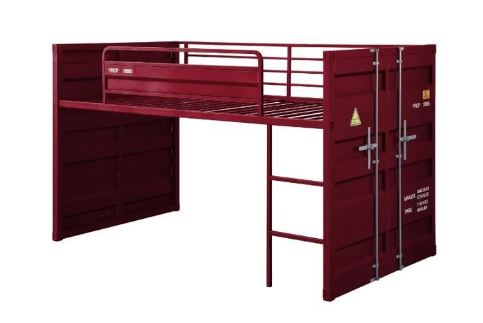 ACME Cargo Twin Loft Bed w/ Slide in Red 38300 EST SHIP TIME APPX 4 WEEKS