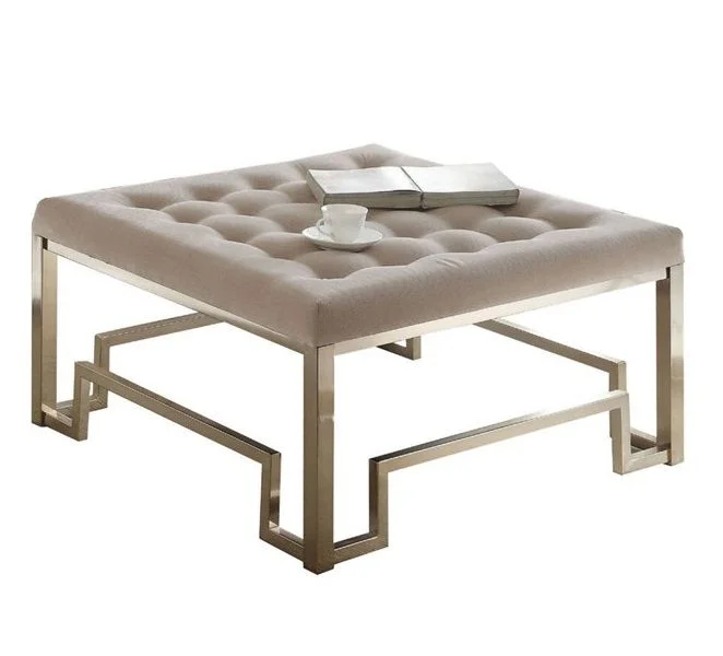 Acme Damien Cocktail Ottoman in Champagne 81625 EST SHIP TIME APPX 4 WEEKS