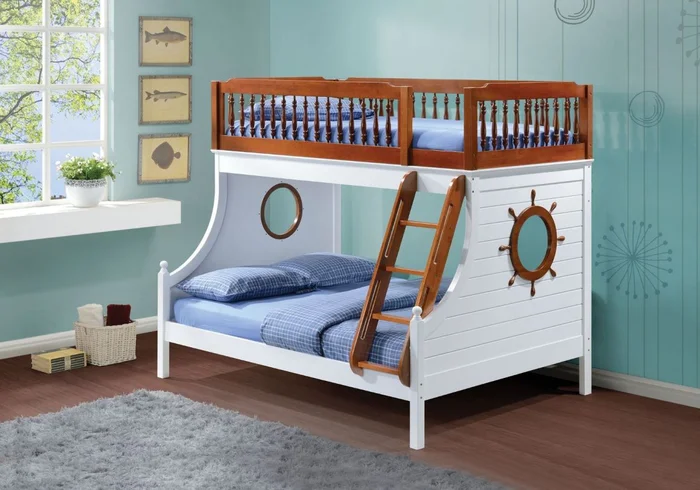 ACME Farah Twin/Full Bunk Bed in Oak & White 37600 EST SHIP TIME APPX 4 WEEKS