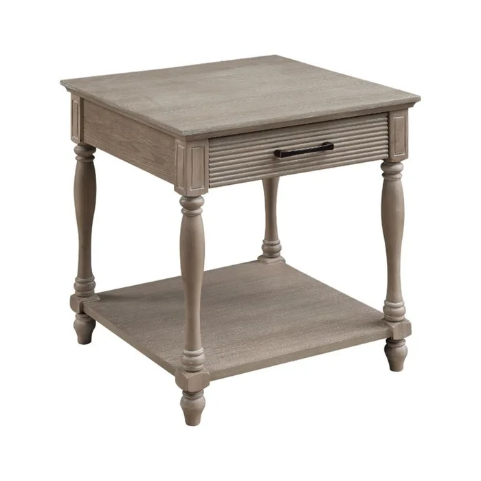 Acme Furniture Ariolo End Table in Antique White 83222 EST SHIP TIME APPX 4 WEEKS