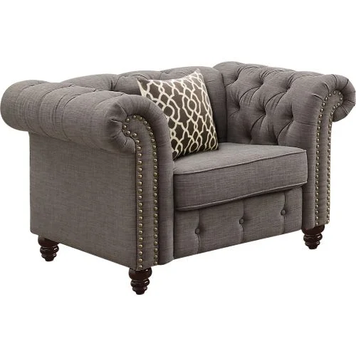 Acme Furniture Aurelia Chair in Gray Linen 52427 EST SHIP TIME APPX 4 WEEKS