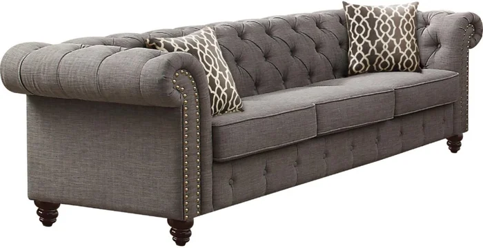 Acme Furniture Aurelia Sofa in Gray Linen 52425 EST SHIP TIME APPX 4 WEEKS