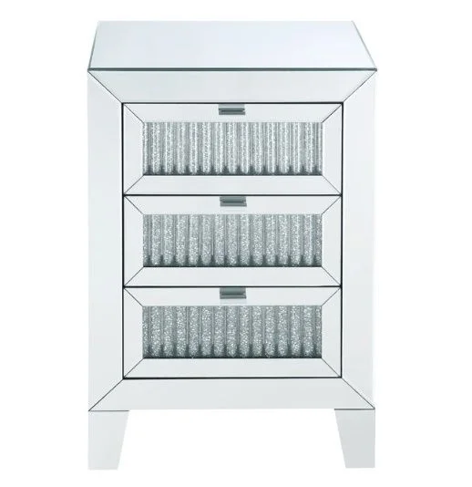 Acme Furniture Caesia Night Table in Mirrored/Faux Diamonds 97650 EST SHIP TIME APPX 4 WEEKS