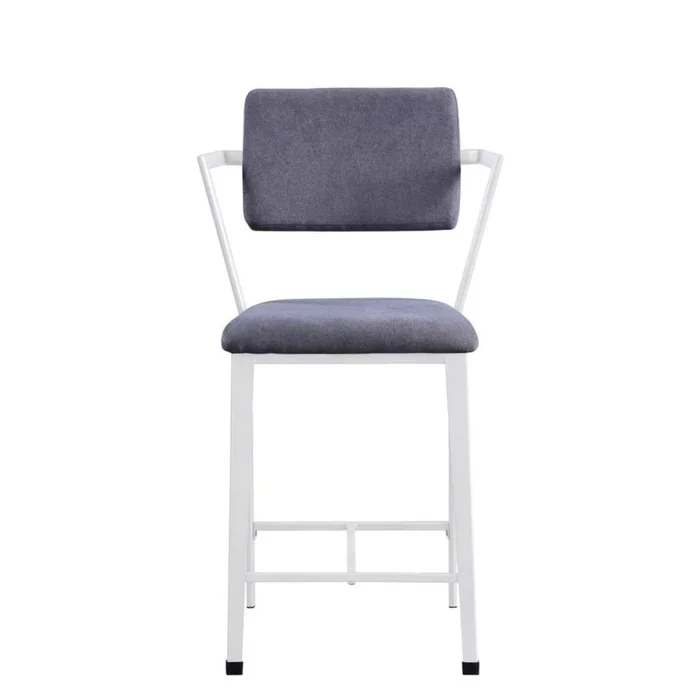 Acme Furniture Cargo Counter Height Chair (Set of 2) in Gray Fabric & White 77887 EST SHIP TIME APPX 4 WEEKS