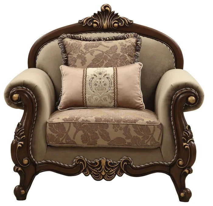 Acme Furniture Mehadi Chair with 2 Pillows in Walnut 50692 EST SHIP TIME APPX 4 WEEKS