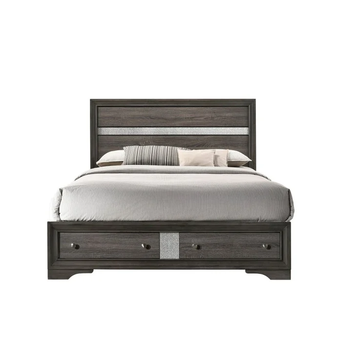 Acme Furniture Naima King Platform Storage Bed in Gray 25967EK EST SHIP TIME APPX 4 WEEKS