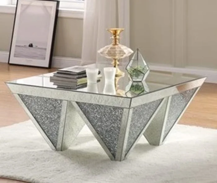 Acme Furniture Noralie Coffee Table in Mirrored & Faux Diamonds 84900 EST SHIP TIME APPX 4 WEEKS