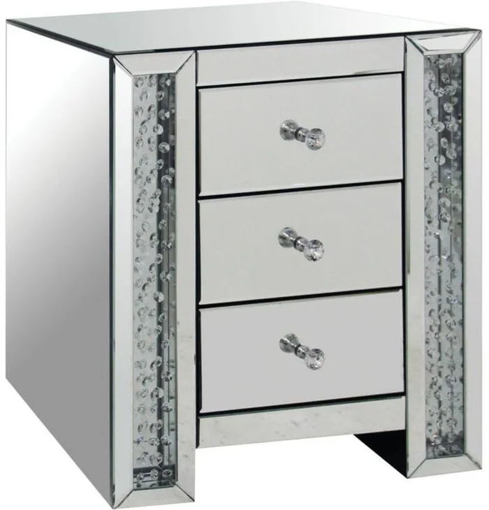 Acme Furniture Nysa Night Table/End Table in Mirrored & Faux Crystals 82778 EST SHIP TIME APPX 4 WEEKS