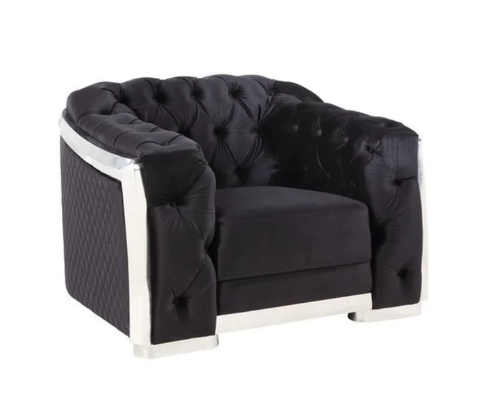 Acme Furniture Pyroden Chair in Black Velvet & Chrome LV00298 EST SHIP TIME APPX 4 WEEKS