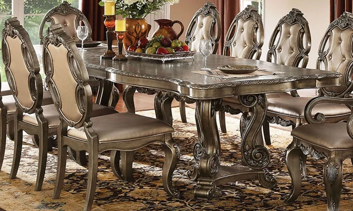 Acme Furniture Ragenardus Rectangular Dining Table with Double Pedestal in Vintage Oak 61290 EST SHIP TIME APPX 4 WEEKS