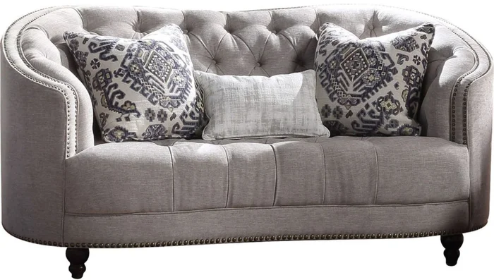 Acme Furniture Saira Fabric Loveseat with 3 Pillows in Light Gray 52061 EST SHIP TIME APPX 4 WEEKS