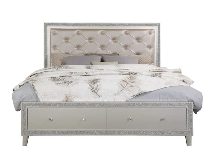 Acme Furniture Sliverfluff Cal King Bed with Storage in Champagne BD00240CK EST SHIP TIME APPX 4 WEEKS