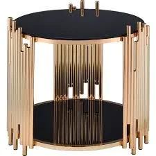 Acme Furniture Tanquin End Table in Gold/Black 84492 EST SHIP TIME APPX 4 WEEKS