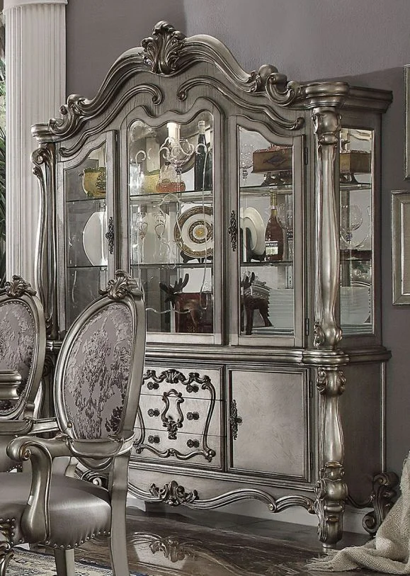 Acme Furniture Versailles Buffet with Hutch in Antique Platinum 66824 EST SHIP TIME APPX 4 WEEKS