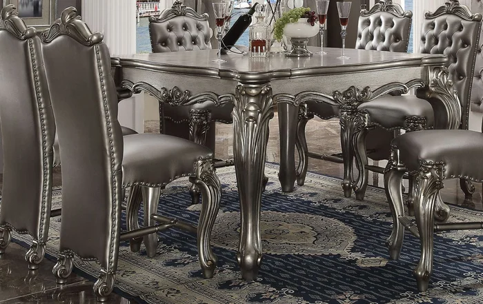 Acme Furniture Versailles Square Counter Height Table in Antique Platinum 66835 EST SHIP TIME APPX 4 WEEKS