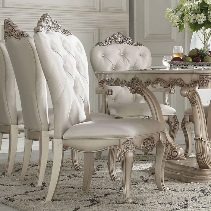 Acme Gorsedd Side Chair (Set of 2) in Antique White 67442 EST SHIP TIME APPX 4 WEEKS