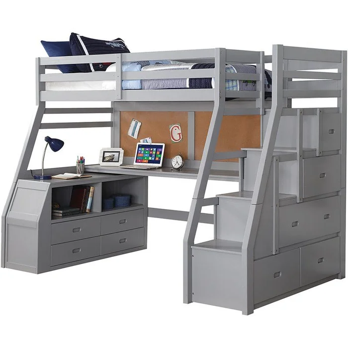 Acme Jason II Twin Loft Bed & Ladder in Gray 37445 EST SHIP TIME APPX 4 WEEKS